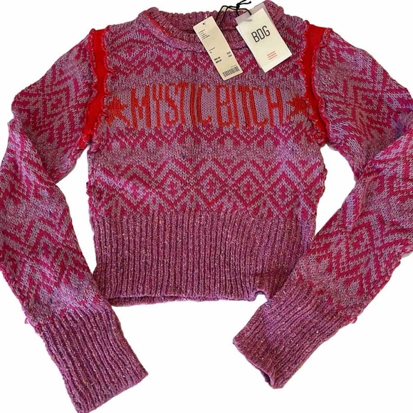 Urban Outfitters Sweater Crew Neck Cropped Small New With Tags Mystic Pink - Picture 3 of 13